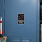 Fun Sign Sticker applied to a dusty blue hobby workshop locker