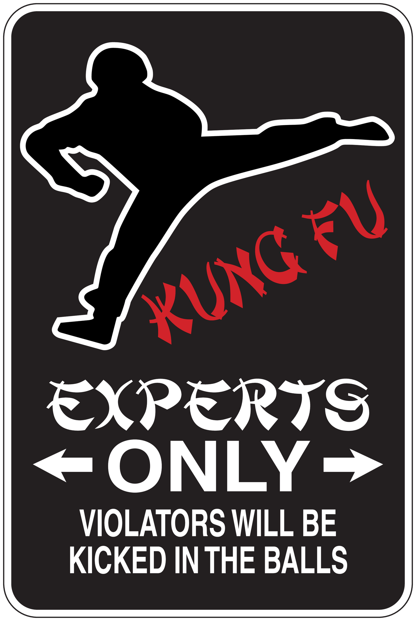 Fun sign sticker with hockey player silhouette and EXPERTS ONLY warning text