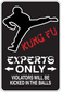 Fun sign sticker with hockey player silhouette and EXPERTS ONLY warning text