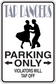 Square fun sign sticker with tap dancer silhouettes and bold text: Parking Only