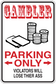 Parking only sticker with red 'GAME OVER', coin stacks, arrows, and violators message