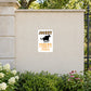 Fun Sign Sticker applied to a cream garden entrance wall beside an iron fence