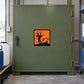 Hazardous safety sign sticker with orange warning symbol