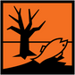 Orange square hazardous safety sign sticker with black pictogram