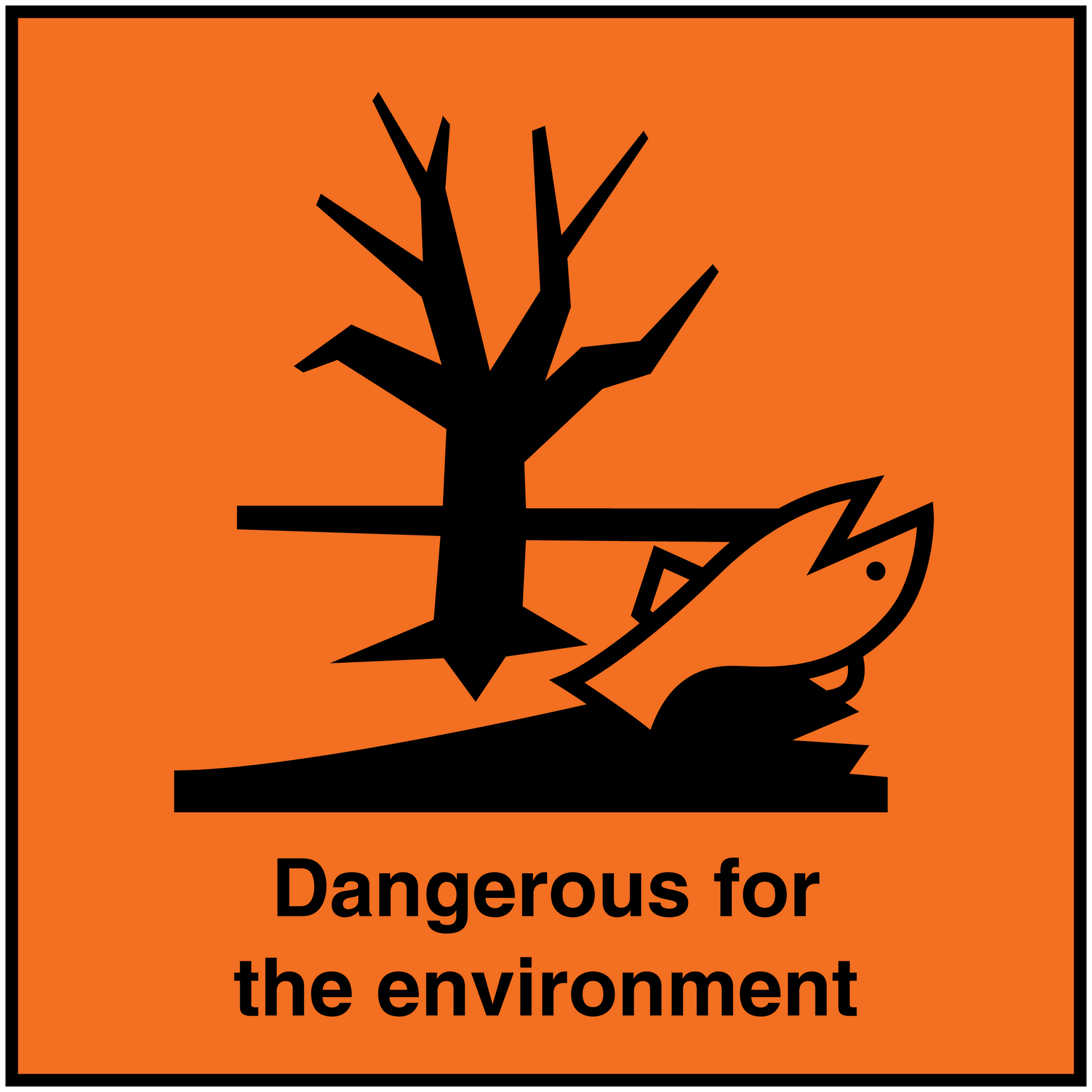 Dangerous for the environment safety sign sticker with black tree and hazard symbol