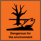 Dangerous for the environment safety sign sticker with black tree and hazard symbol