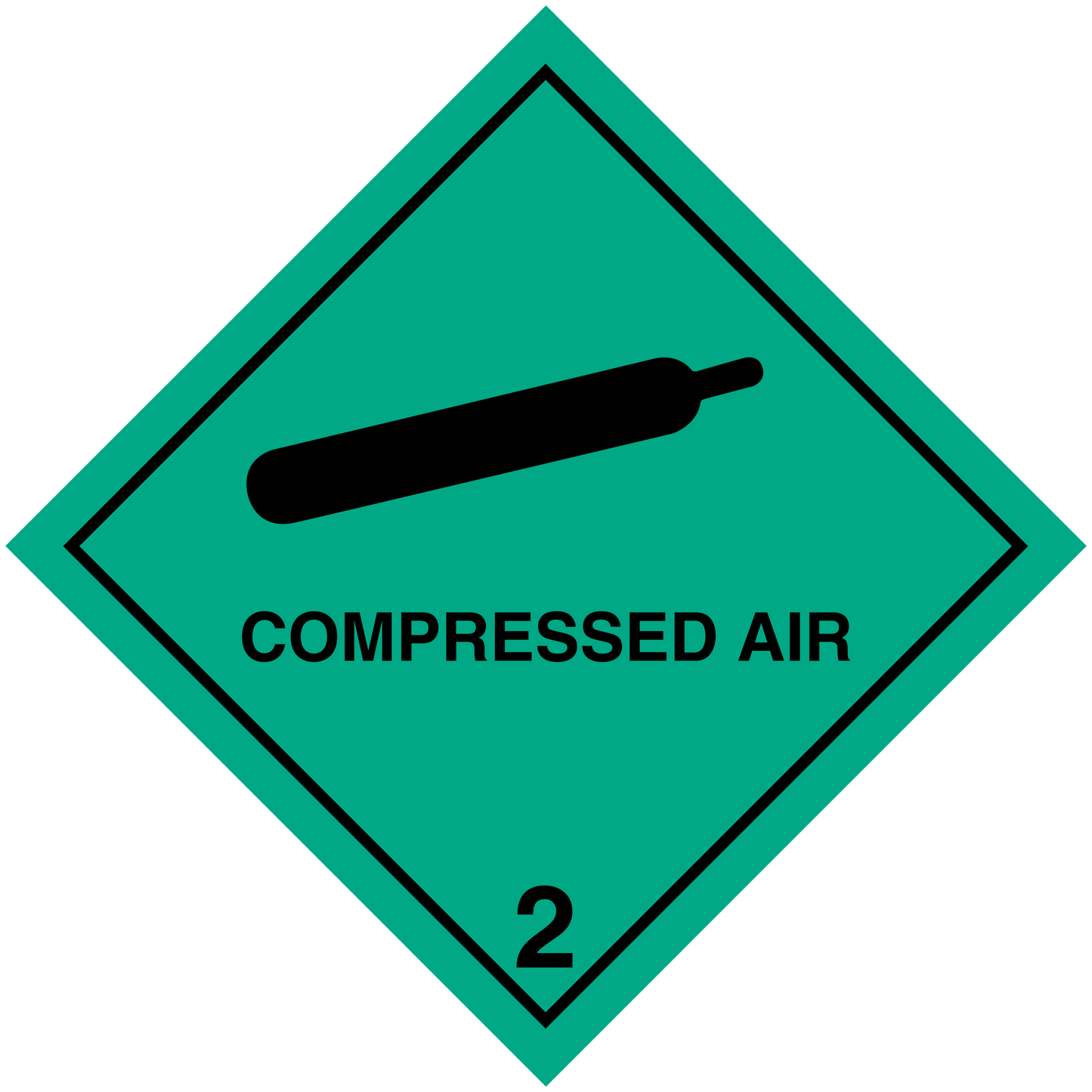 Compressed air hazardous sign sticker with diamond icon and release number 2