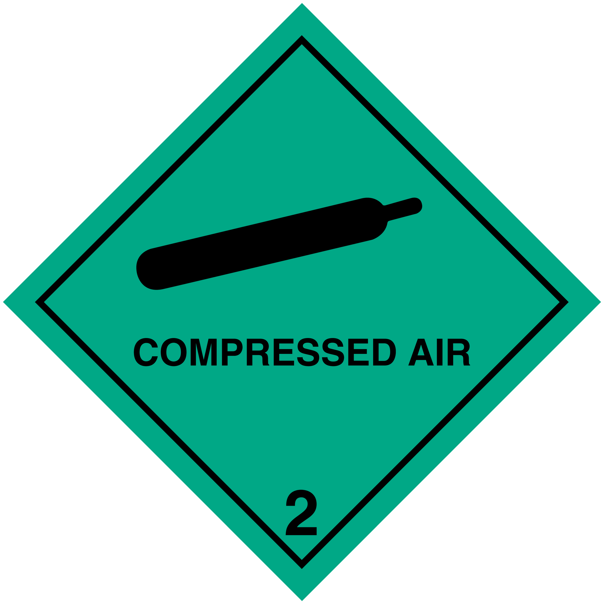 Compressed air hazardous sign sticker with diamond icon and release number 2