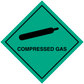 Hazardous safety sign sticker, teal 'COMPRESSED GAS' diamond with gas cylinder icon