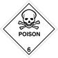 Poison hazard sign sticker, white diamond with skull and crossbones and POISON text