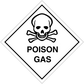 Poison gas warning sign sticker with skull and crossbones in white diamond