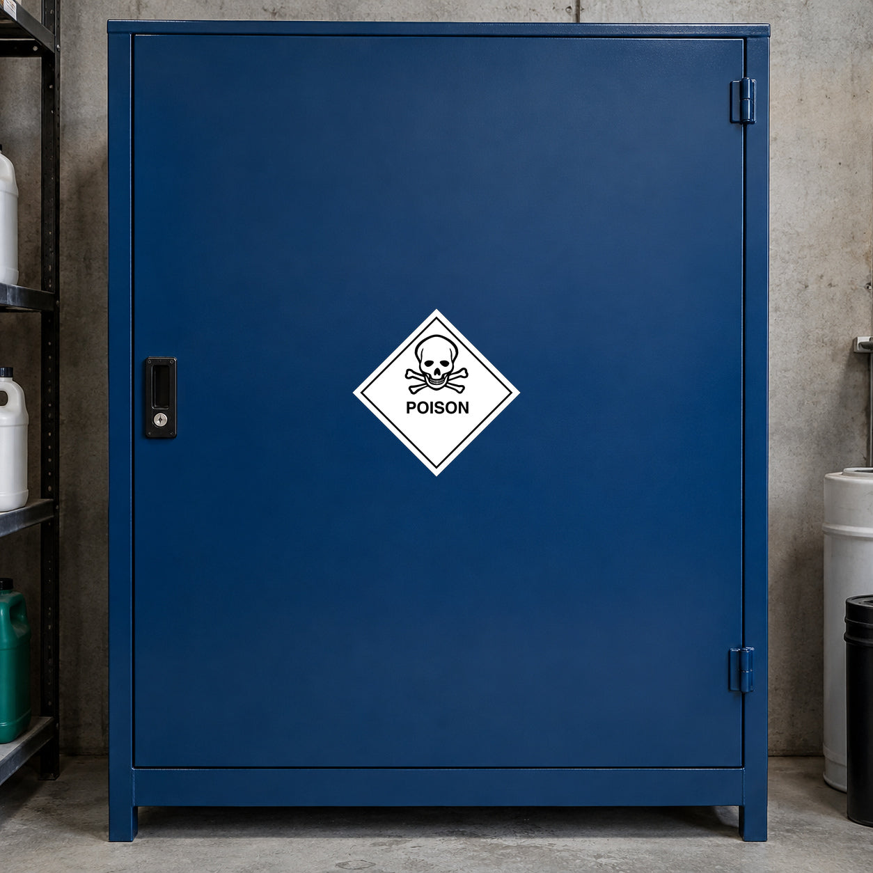 Poison hazard safety sign sticker with skull icon