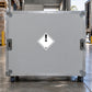Hazard warning sign sticker with black exclamation in white diamond