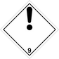 Hazard warning sign sticker: diamond with exclamation mark and number 9