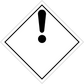 Hazard warning sign sticker, white diamond with black exclamation mark