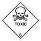Hazardous safety sign sticker: toxic skull crossbones diamond with hazard number 6