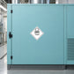 Toxic hazard safety sign sticker with skull icon on teal panel