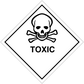 Hazardous toxic safety sign sticker, white diamond with skull and crossbones