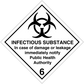 Biohazard infectious substance safety sign sticker with text and warning number 6