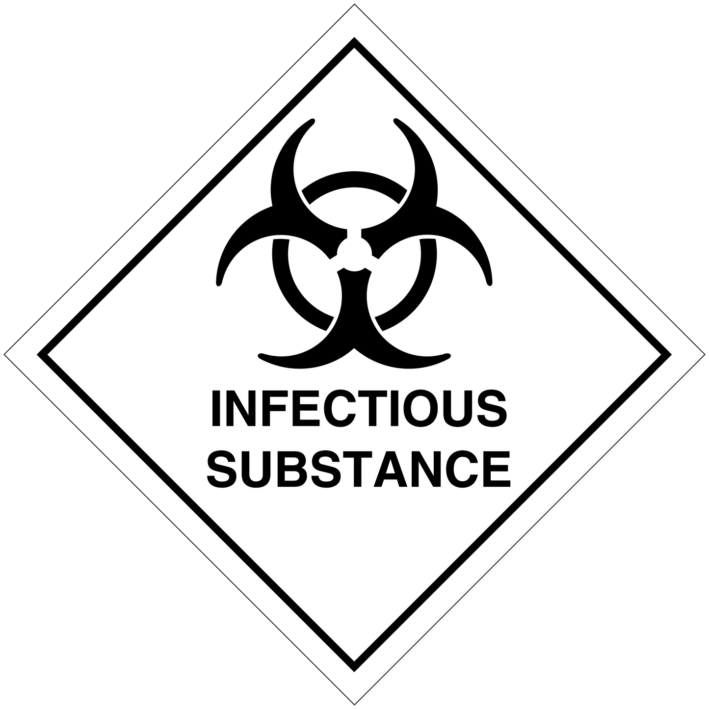 Hazardous safety sign sticker with biohazard symbol and "INFECTIOUS SUBSTANCE" text