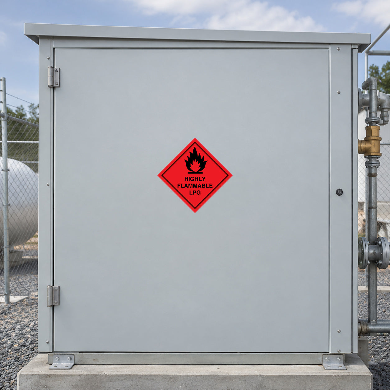 Highly flammable safety sign sticker: red diamond with flame icon and text