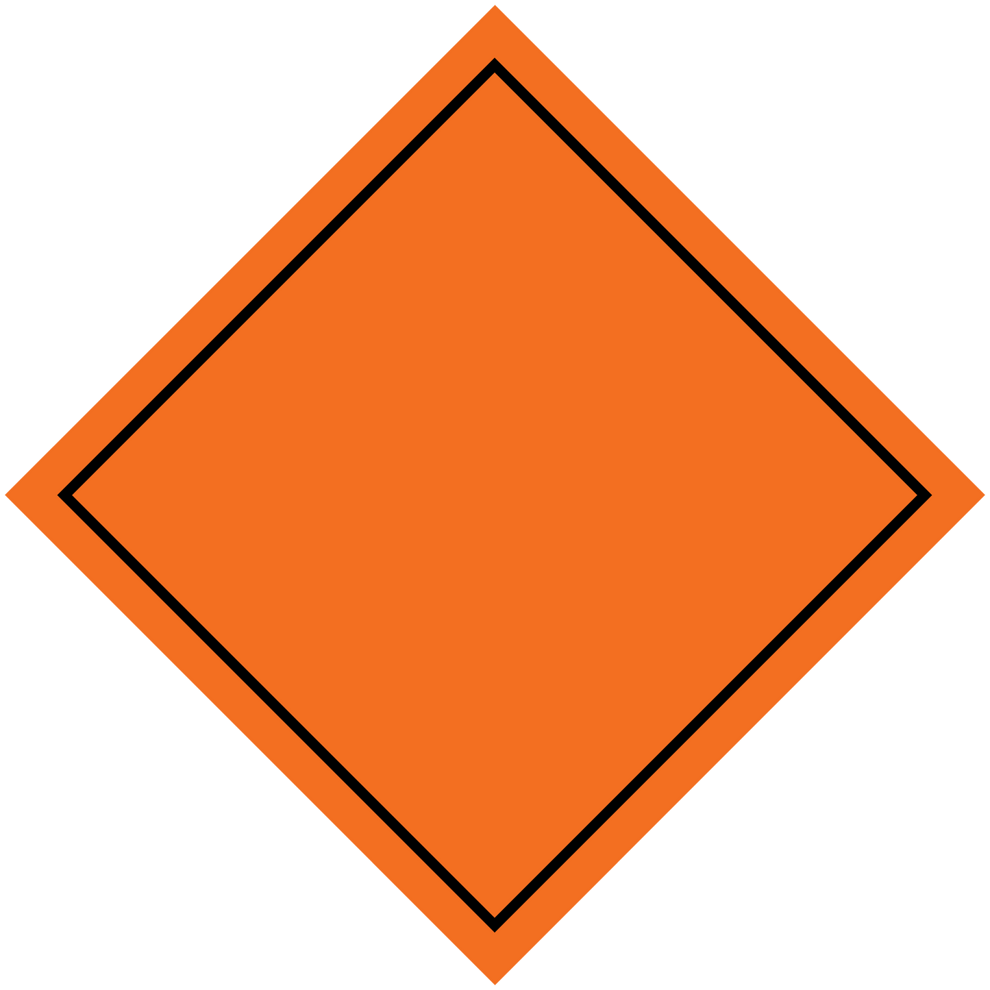Hazard warning sign sticker, orange diamond with black border