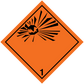 Hazard safety sign sticker, orange diamond with warning symbol and number 1
