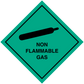 Non-flammable gas hazard sign sticker, green diamond with black border and bar symbol