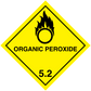 Organic peroxide hazardous safety sign sticker, yellow diamond with flame icon and 5.2 text