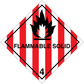 Flammable solid hazard sticker: flame icon, FLAMMABLE SOLID text, class 4