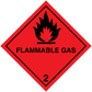 Flammable gas hazardous safety sign sticker, red diamond with black flame and “FLAMMABLE GAS 2”
