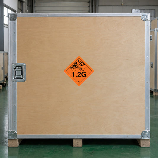 Hazard safety sign sticker with orange diamond and 1.2G text