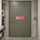 Red and white safety sign sticker reading “No access for unauthorised persons”