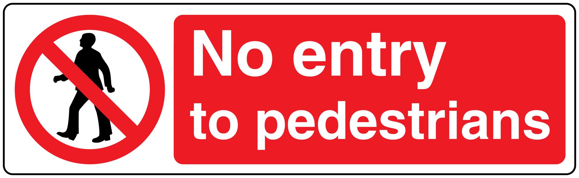 No entry to pedestrians safety sign sticker with black pedestrian crossing icon