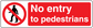 No entry to pedestrians safety sign sticker with black pedestrian crossing icon