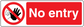 No entry safety sign sticker with red background and crossed hand icon