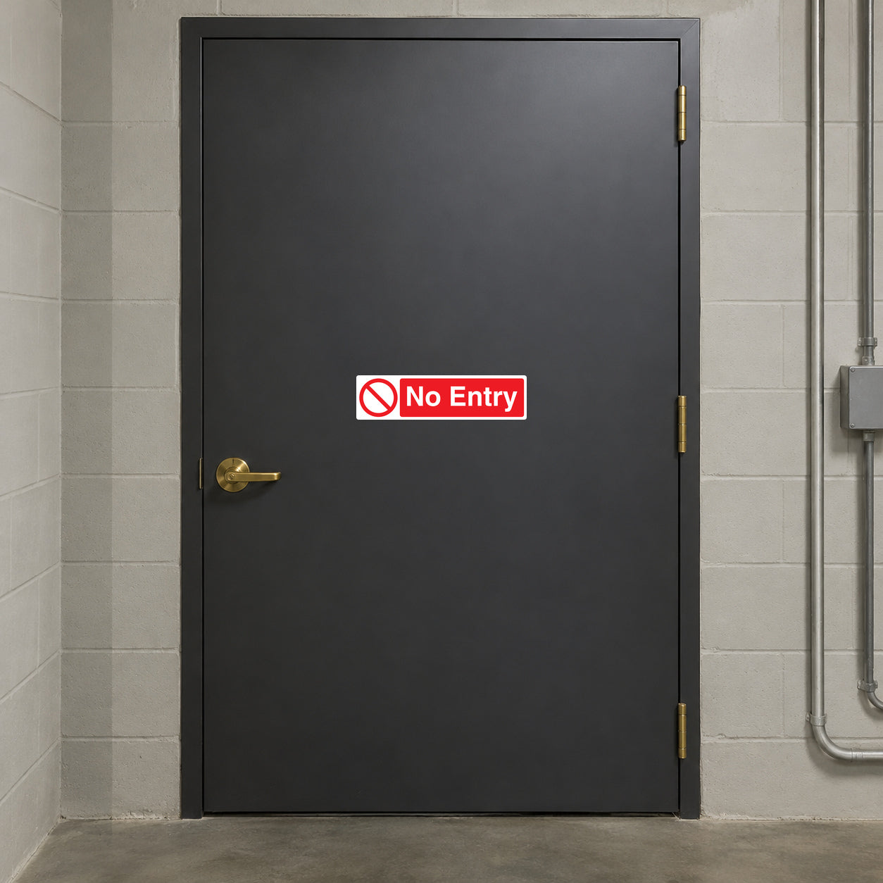 No entry safety sign sticker, red and white symbol with “No Entry” text