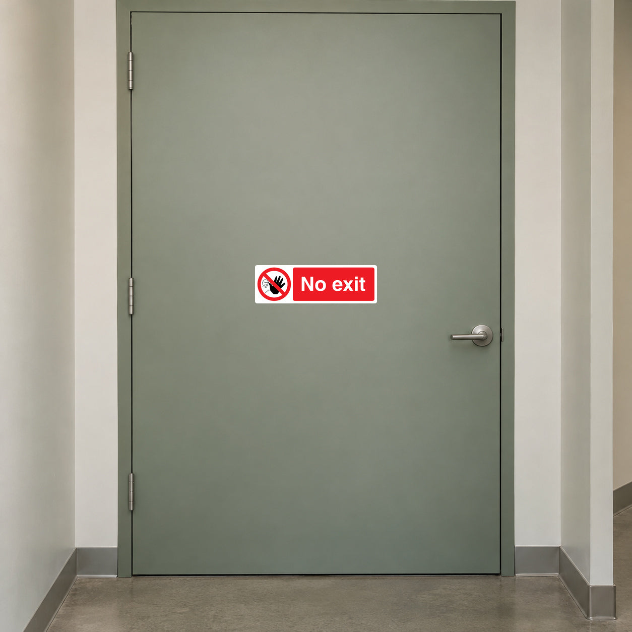 Safety sign sticker with 'No exit' prohibition symbol