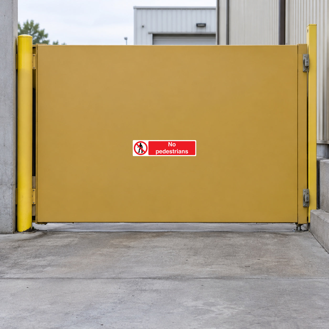 Safety sign sticker: red “No Pedestrians” warning