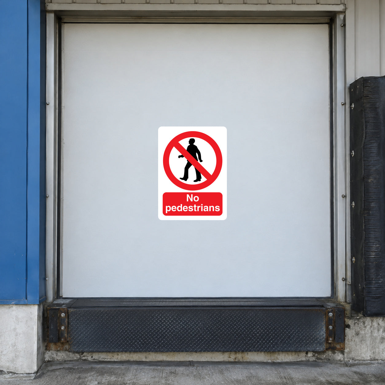 No pedestrians safety sign sticker with red circle and walking person symbol