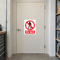 Safety sign sticker with red “No exit” icon showing a no-entry figure