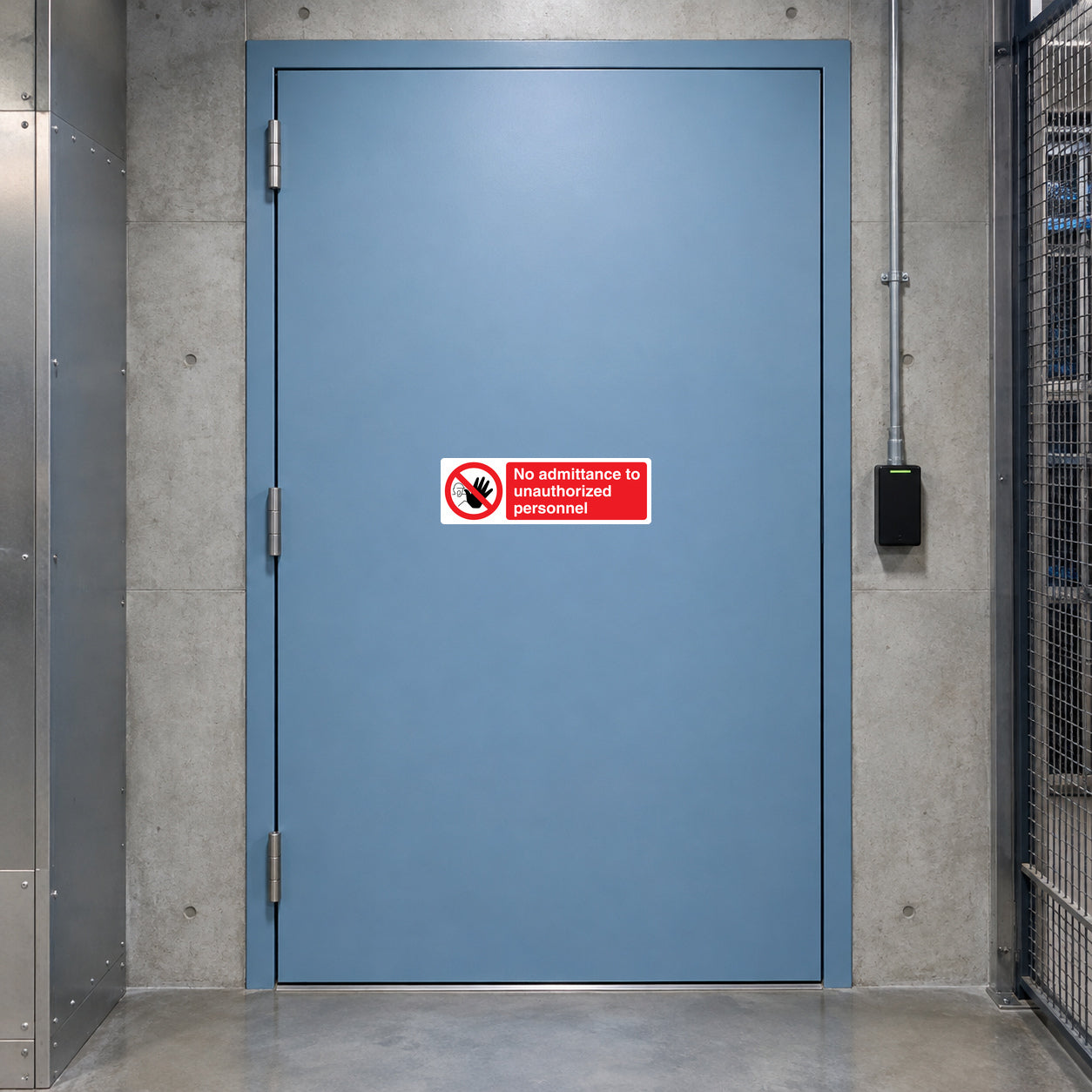 No admittance to unauthorized personnel safety sign sticker with red circle slash