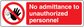 Safety sign sticker with hand symbol and text: “No admittance to unauthorized personnel”