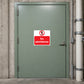 Safety sign sticker with red no-symbol and text "No admittance"