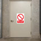 White no exit safety sign sticker with red prohibition symbol