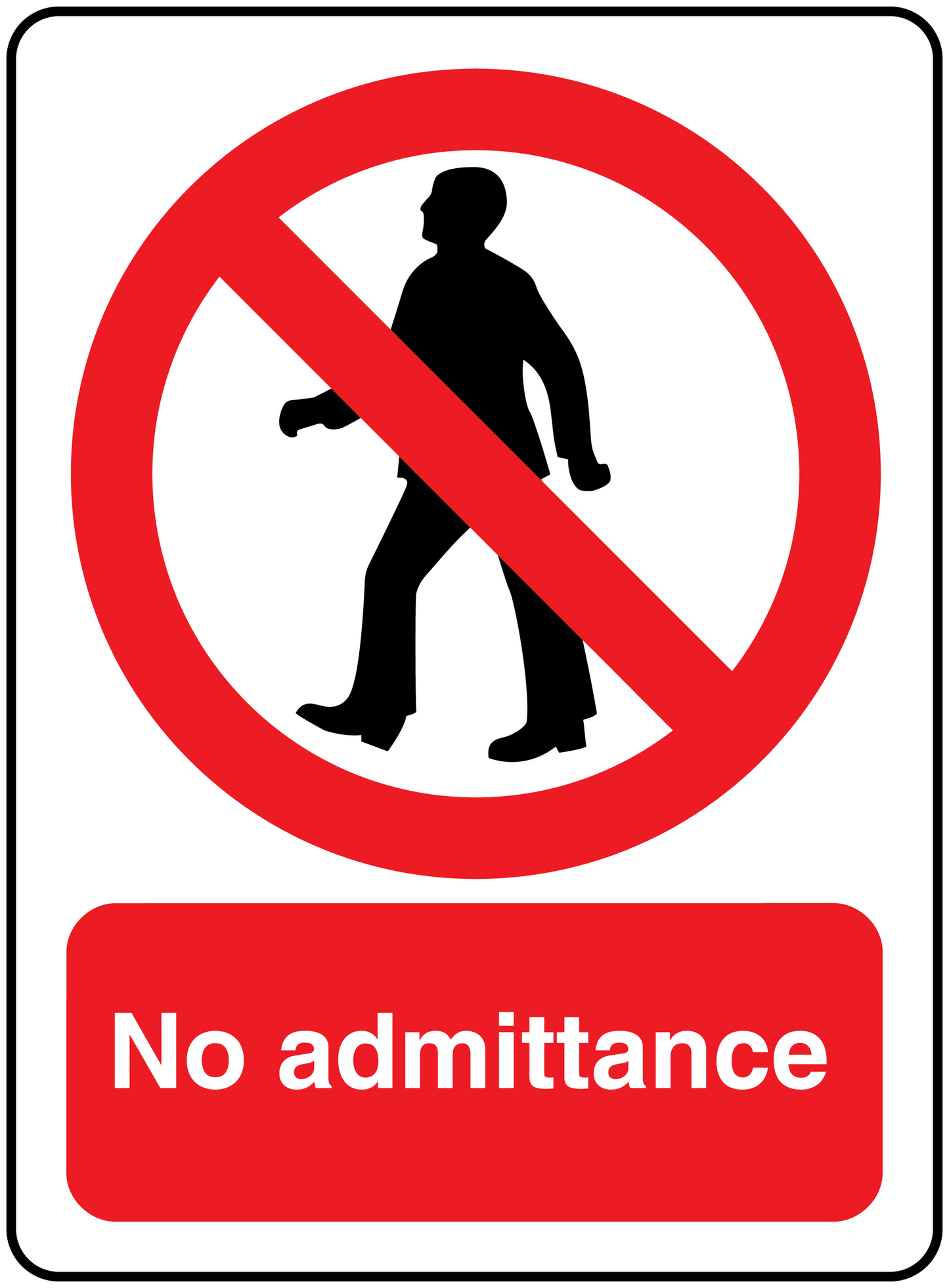 No admittance safety sign sticker with barred person symbol