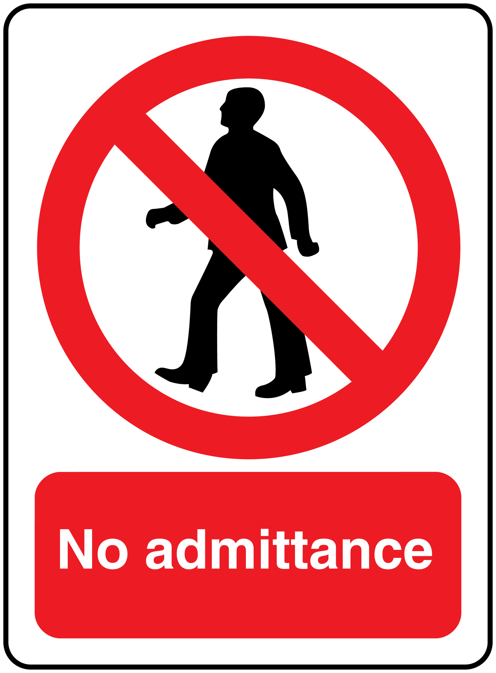 No admittance safety sign sticker with barred person symbol