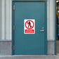 No access safety sign sticker with person icon, red slash, and warning text
