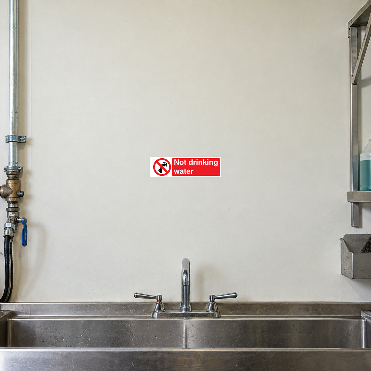 Safety sign sticker: 'Not drinking water' with crossed-out water icon