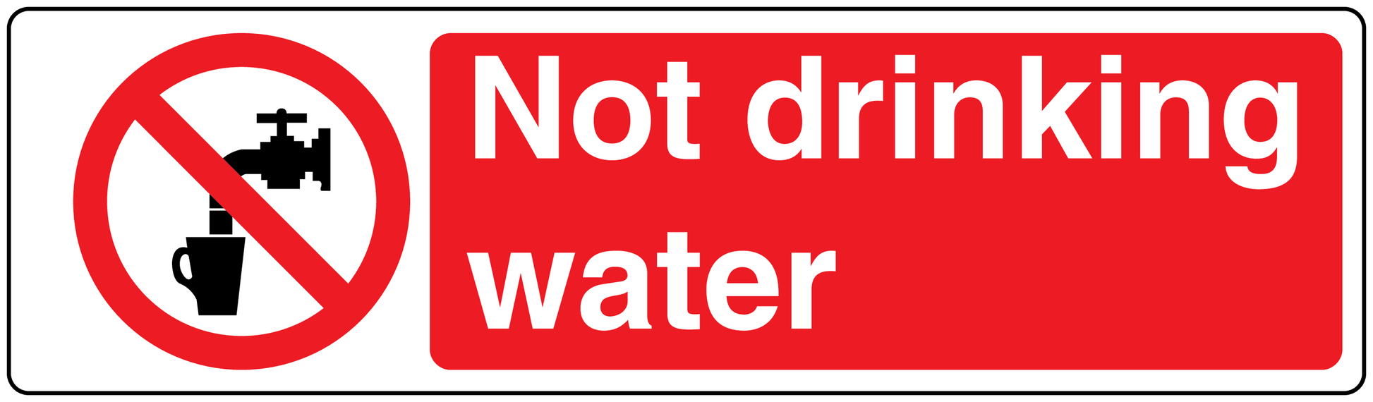 Safety sign sticker: red "Not drinking water" with prohibited water symbol